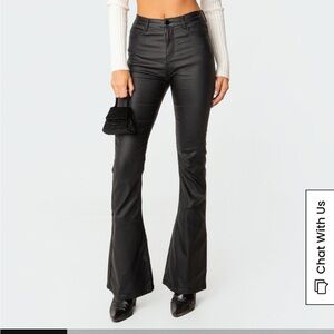 Edikted Luna Faux Leather Flare Jeans